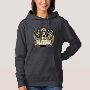 Vintage Sacred Supper Stich Gravur Religiöse Kunst Hoodie
