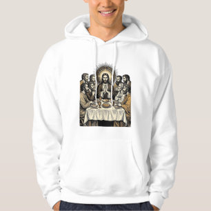 Vintage Sacred Supper Stich Gravur Religiöse Kunst Hoodie