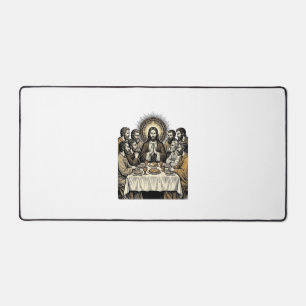 Vintage Sacred Supper Stich Religious Art Shir Schreibtischunterlage