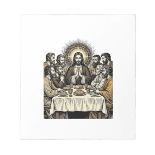 Vintage Sacred Supper Stich Religious Art Shirt Notizblock