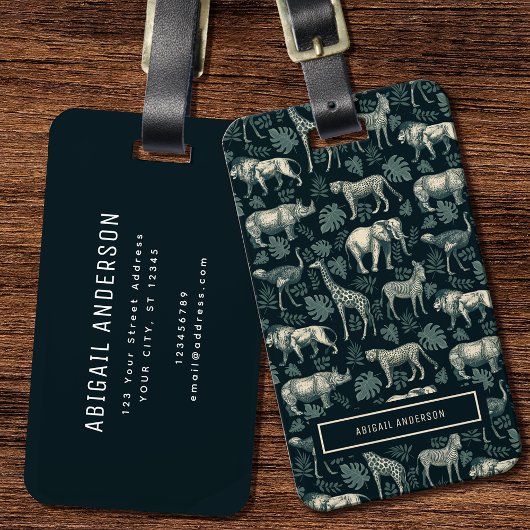 Vintage-Safari-Afrika-Tiermuster Gepäckanhänger