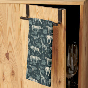 Vintage-Safari-afrikanische-Tiere-Küchenhandtuch Geschirrtuch