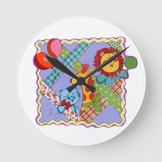 Vintage Safari Animals Clock Runde Wanduhr (Vorderseite)