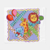 Vintage Safari Animals Fleece Blanket (Vorderseite (Horizontal))