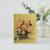 Vintage Safrano-Rose von Frederick Martin Postkarte (Stehend Vorderseite)