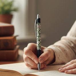 Vintage Sage Floral Custom Initials  Kugelschreiber