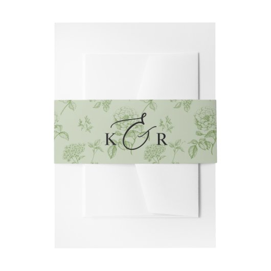 Vintage Sage Floral Modern Monogram Wedding Einladungsbanderole (Vorderseite Beispiel)