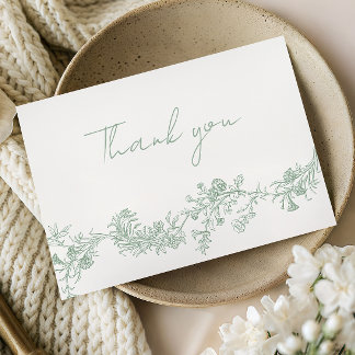 Vintage Sage Floral Wedding Thank You Card Dankeskarte