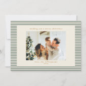 Vintage Sage Green Stripes Custom Foto Weihnachten (Vorderseite)