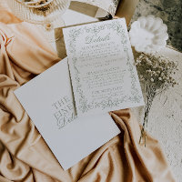Vintage Sage-Grün Old Money Retro-Hochzeitsdetails