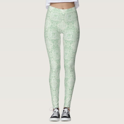 Vintage Sage Toile with Classical Figures Leggings (Vorderseite)