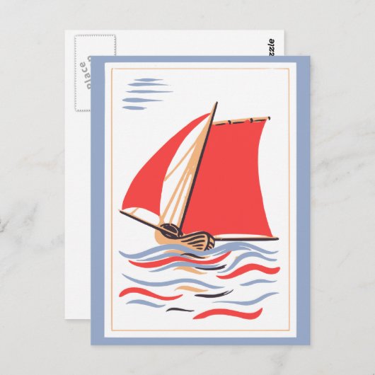 Vintage Sailboat Art Postkarte (Vorne/Hinten)