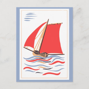 Vintage Sailboat Art Postkarte