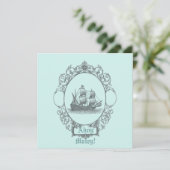 Vintage Sailboat Pirate Geburtstagsparty Einladung (Stehend Vorderseite)