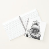 Vintage Sailboat Sketch Monochrome Notebook Notizblock (Innenseite)