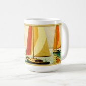 Vintage Sailboats at Sunset Coastal Art Kaffeetasse (VorderseiteRechts)