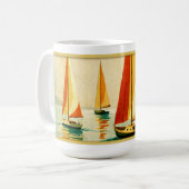 Vintage Sailboats at Sunset Coastal Art Kaffeetasse (Vorderseite Links)