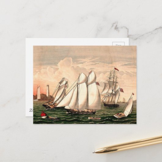Vintage Sailboats Postkarte (Vorderseite/Rückseite Beispiel)