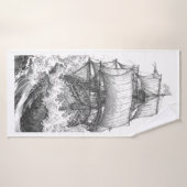 Vintage Sailing Ship: Antique Nautical Engraving Badehandtuch (Badehandtuch)