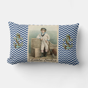 VINTAGE SAILOR BOY /ANKER UND SEIL, BLAUE CHEVRONS LENDENKISSEN