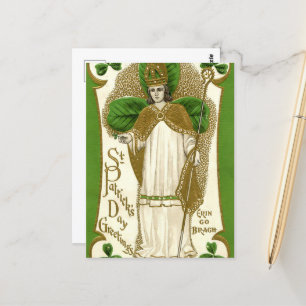vintage Saint Patrick's Day Mädchen Postkarte