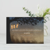 Vintage Saitenlichter Hochzeitsaufenthalte Einladung (Stehend Vorderseite)