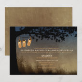 Vintage Saitenlichter Hochzeitsaufenthalte Einladung (Vorne/Hinten)