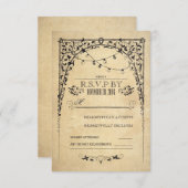Vintage Saitenlichter Hochzeitskarte RSVP (Vorne/Hinten)