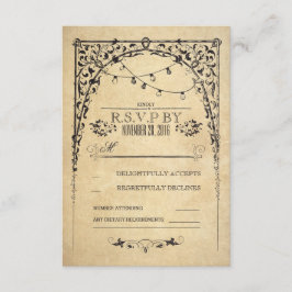 Vintage Saitenlichter Hochzeitskarte RSVP Karte