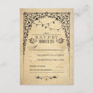 Vintage Saitenlichter Hochzeitskarte RSVP Karte