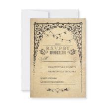 Vintage Saitenlichter Hochzeitskarte RSVP