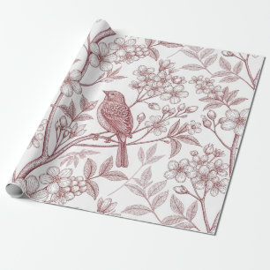 Vintage Sakura Cherry Blossom & Bird Ästhetik 1 Geschenkpapier