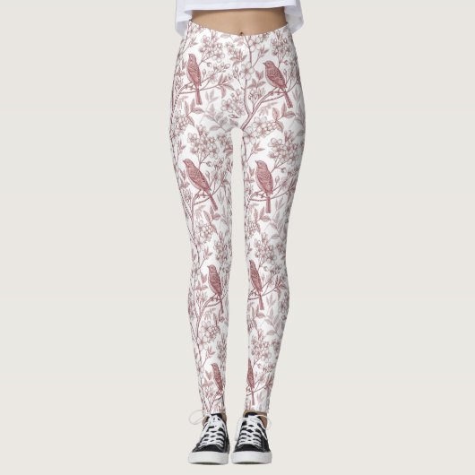 Vintage Sakura Cherry Blossom & Bird Ästhetik 1 Leggings (Vorderseite)