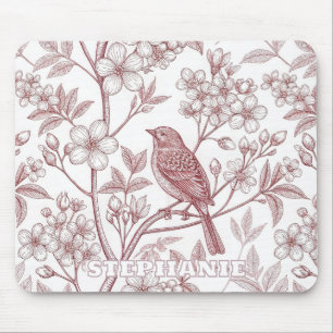 Vintage Sakura Cherry Blossom & Bird Ästhetik 1 Mousepad