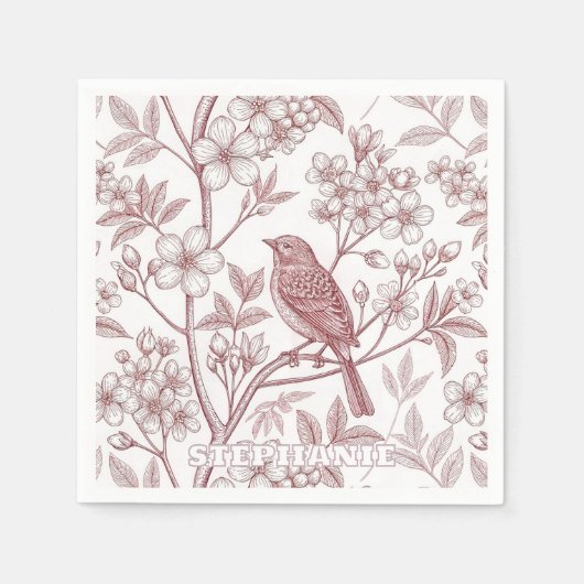 Vintage Sakura Cherry Blossom & Bird Ästhetik 1 Serviette (Vorderseite)