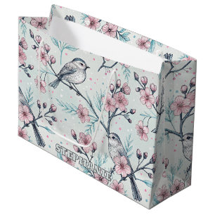 Vintage Sakura Cherry Blossom & Bird Ästhetik 4 Große Geschenktüte