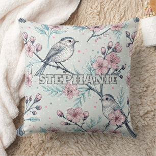 Vintage Sakura Cherry Blossom & Bird Ästhetik 4 Kissen