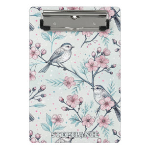 Vintage Sakura Cherry Blossom & Bird Ästhetik 4 Mini Klemmbrett