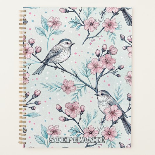 Vintage Sakura Cherry Blossom & Bird Ästhetik 4 Planer (Vorderseite)