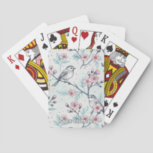 Vintage Sakura Cherry Blossom & Bird Ästhetik 4 Spielkarten