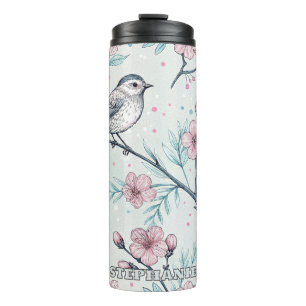 Vintage Sakura Cherry Blossom & Bird Ästhetik 4 Thermosbecher