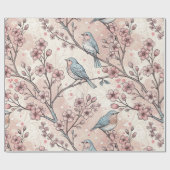 Vintage Sakura Cherry Blossom & Bird Ästhetik 5 Geschenkpapier (Flach)