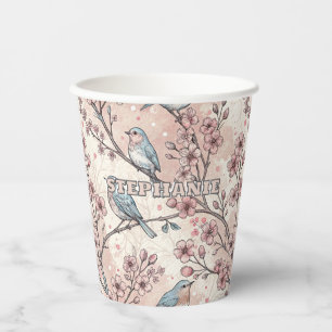 Vintage Sakura Cherry Blossom & Bird Ästhetik 5 Pappbecher