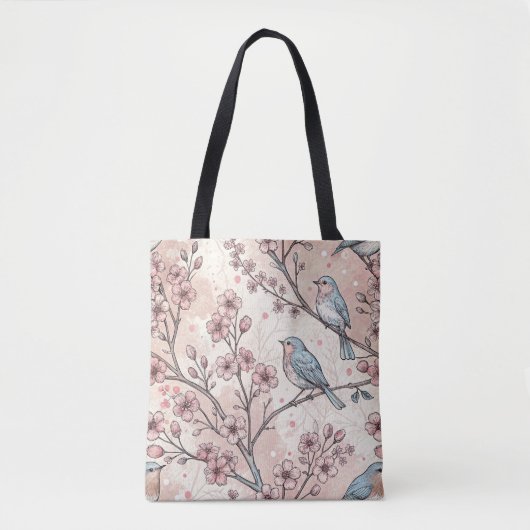 Vintage Sakura Cherry Blossom & Bird Ästhetik 5 Tasche (Vorderseite)