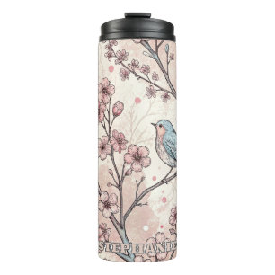 Vintage Sakura Cherry Blossom & Bird Ästhetik 5 Thermosbecher