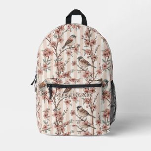 Vintage Sakura Cherry Blossom & Bird Ästhetik 6 Bedruckter Rucksack