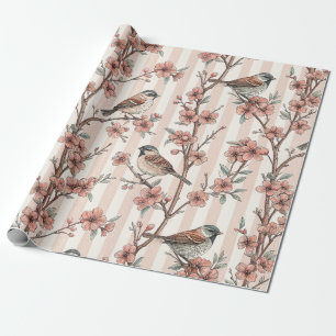 Vintage Sakura Cherry Blossom & Bird Ästhetik 6 Geschenkpapier