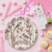 Vintage Sakura Cherry Blossom & Bird Ästhetik 6 Pappteller (Party)
