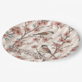 Vintage Sakura Cherry Blossom & Bird Ästhetik 6 Pappteller (Schrägansicht)