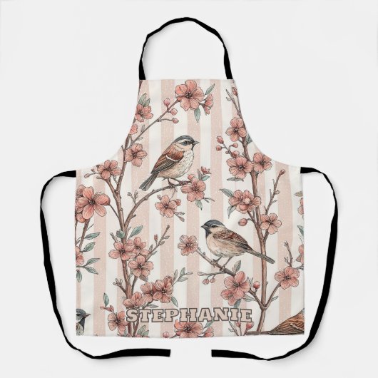 Vintage Sakura Cherry Blossom & Bird Ästhetik 6 Schürze (Vorderseite)